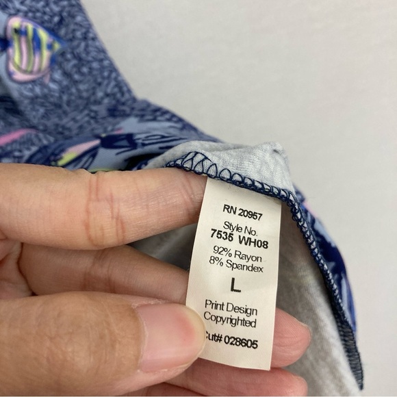 Tori Richard Honolulu Fish Print Ultra Soft Comfy Stretch Casual Dress Large - Picture 8 of 10